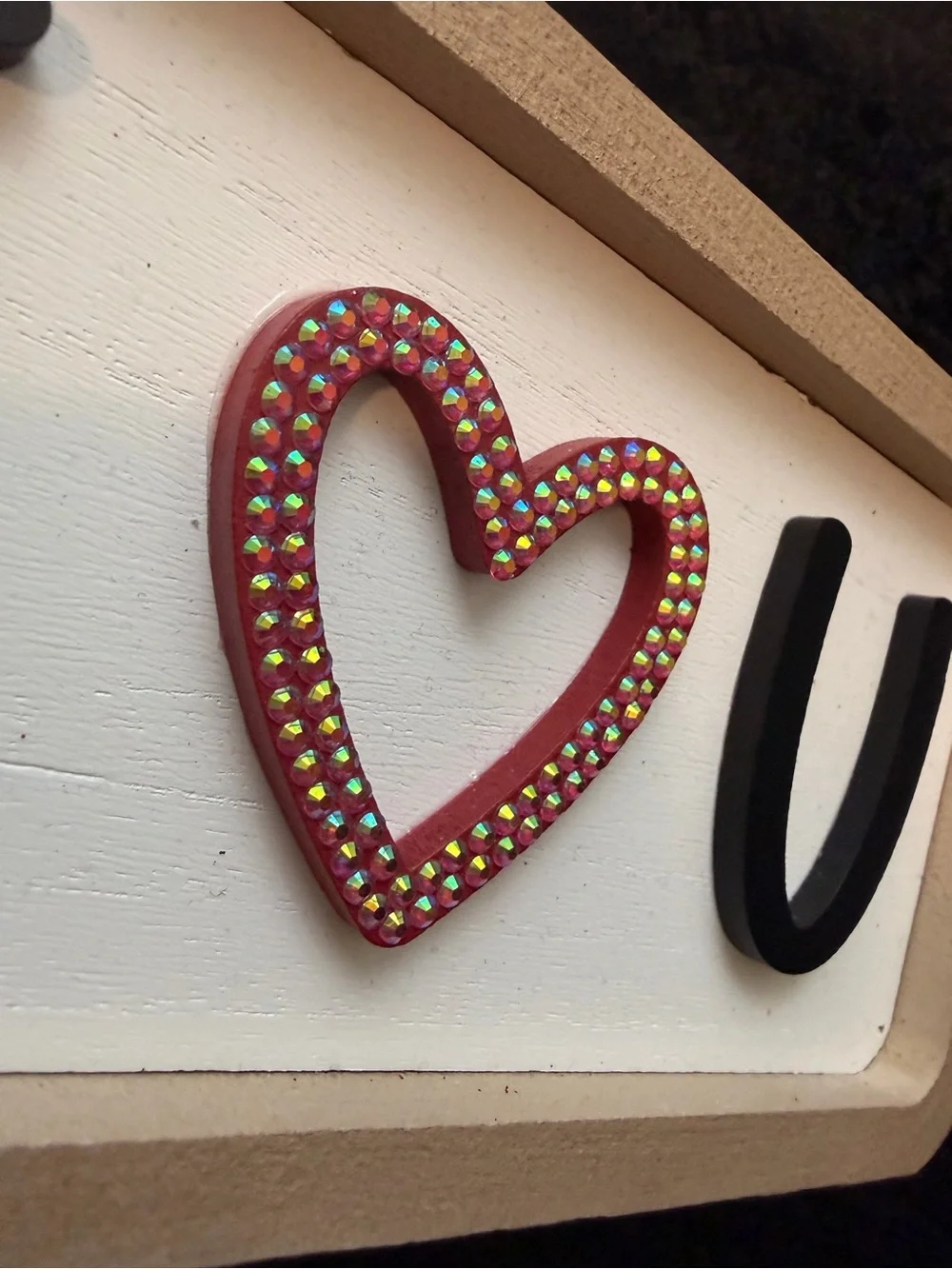 I ♥ U Decorative Wood Sign - Rhinestone Heart